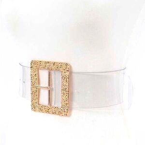 Gold & Clear PVC Wide Waist Statement Belt